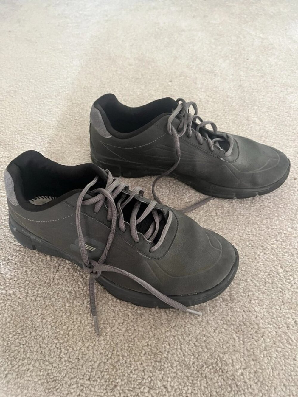 Skechers Mens Black Gray Leather Casual Walking Shoes US 7.5